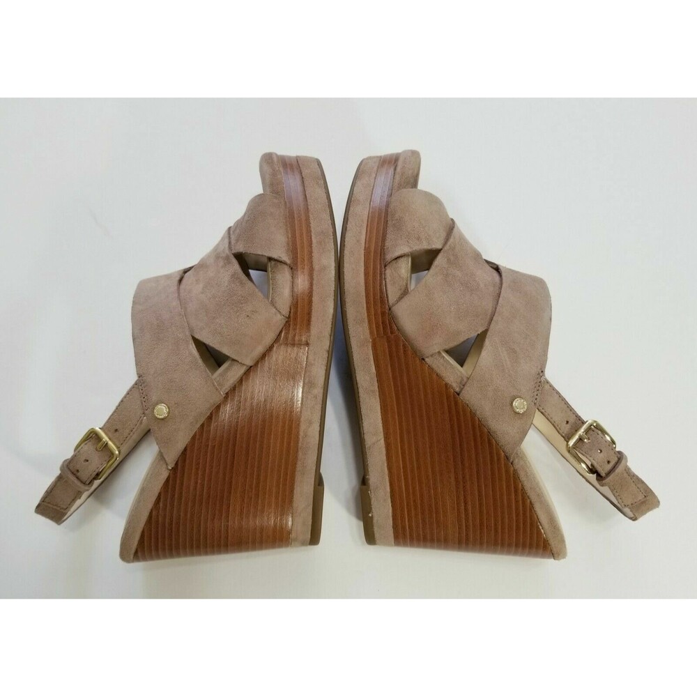 Cole Haan Laci Suede Platform Slingback Wedge Sandal Stone Taupe NIB Size 9 9.5 - Picture 12 of 15